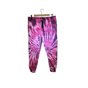 Thrill 94 Women's Tie-Dye Sweatpants Tapered Joggers Pink Size Extra Large Cotto